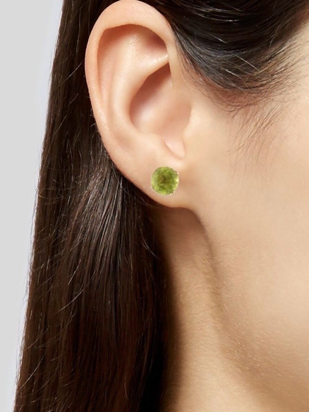 Natural large peridot gold stud earrings